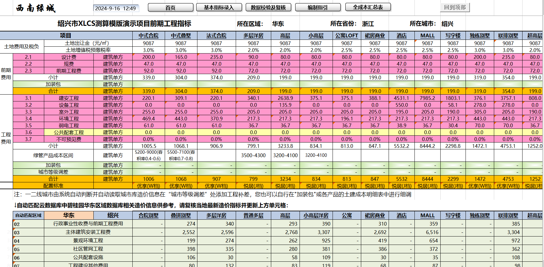 XLCS房产全成本测算系统常规功能介绍